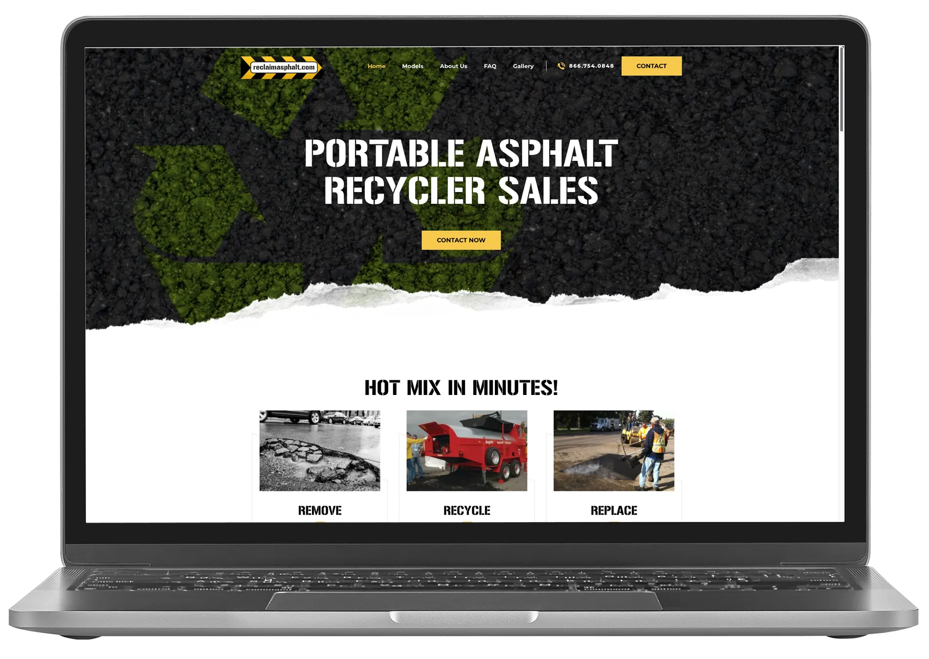 Reclaim Asphalt website mockup