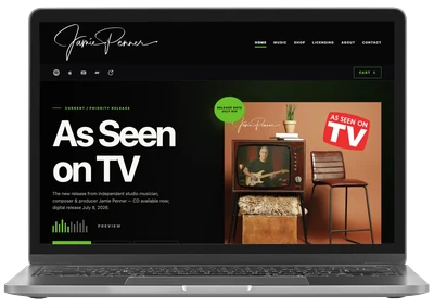 Jamie Penner Music website mockup