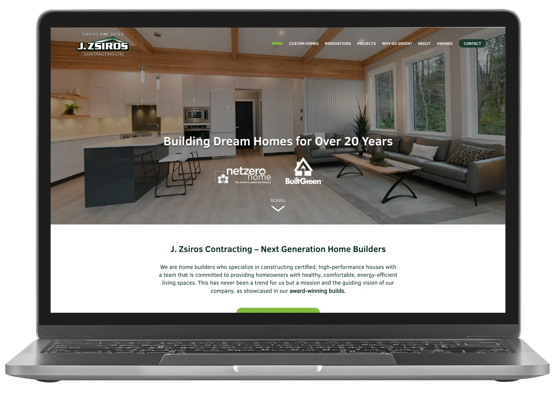 J Zsiros Contracting website mockup