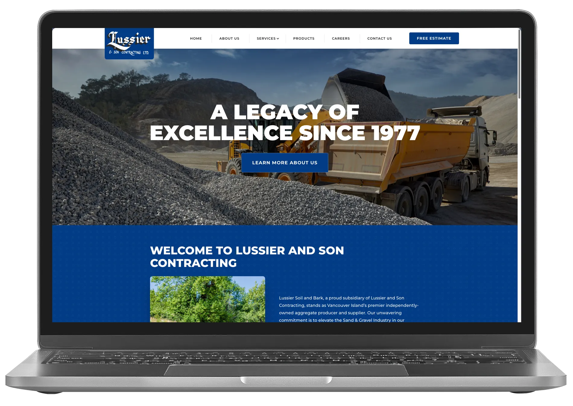 Lussier and Son Contracting website mockup