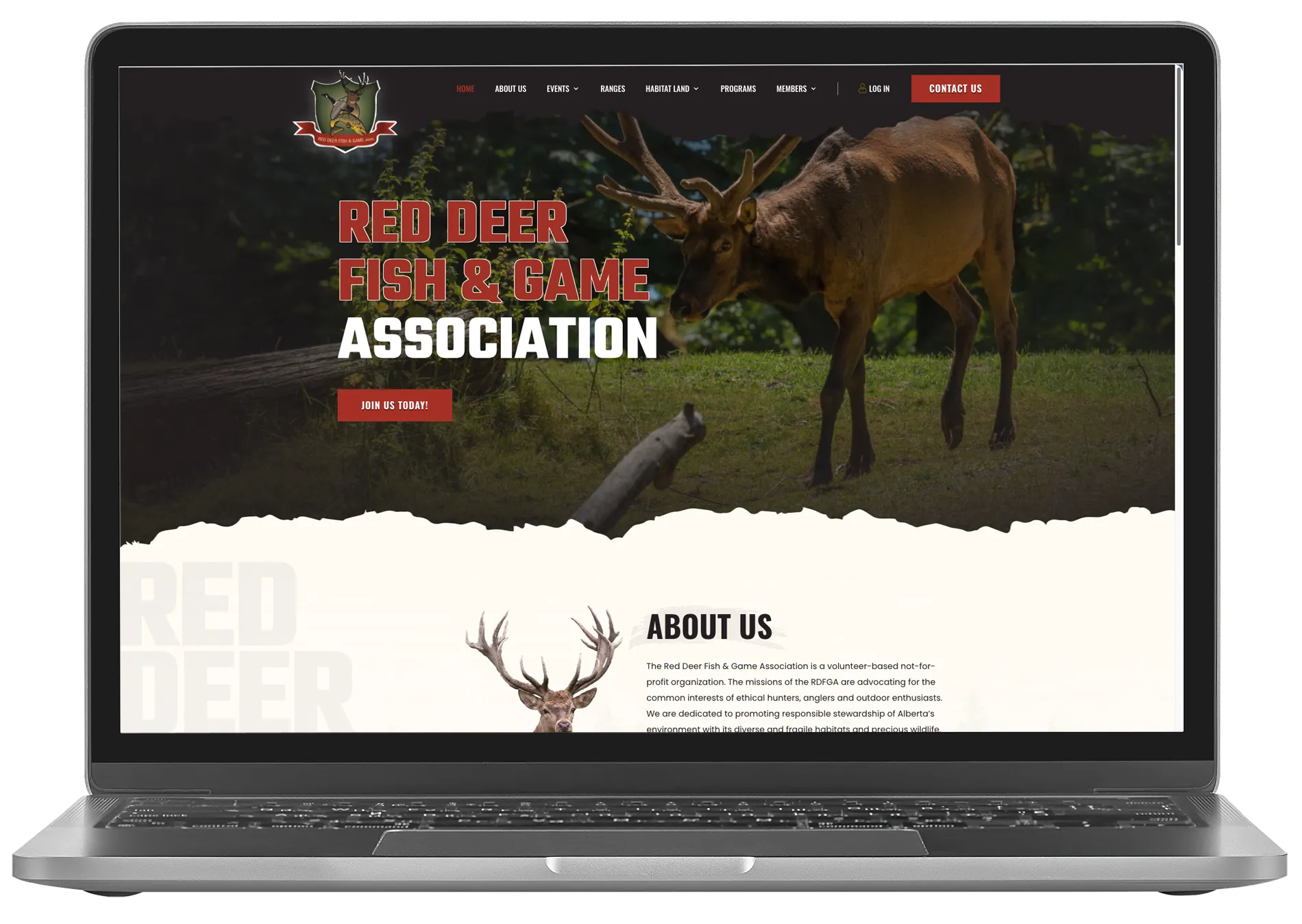 Red Deer Fish & Game Association website mockup