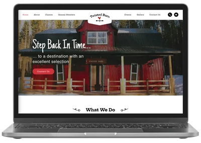 Twisted Barn website mockup